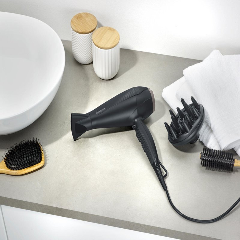 SEVERIN hair dryer HT 0167, black/silver, 1950-2300 watt, ion function